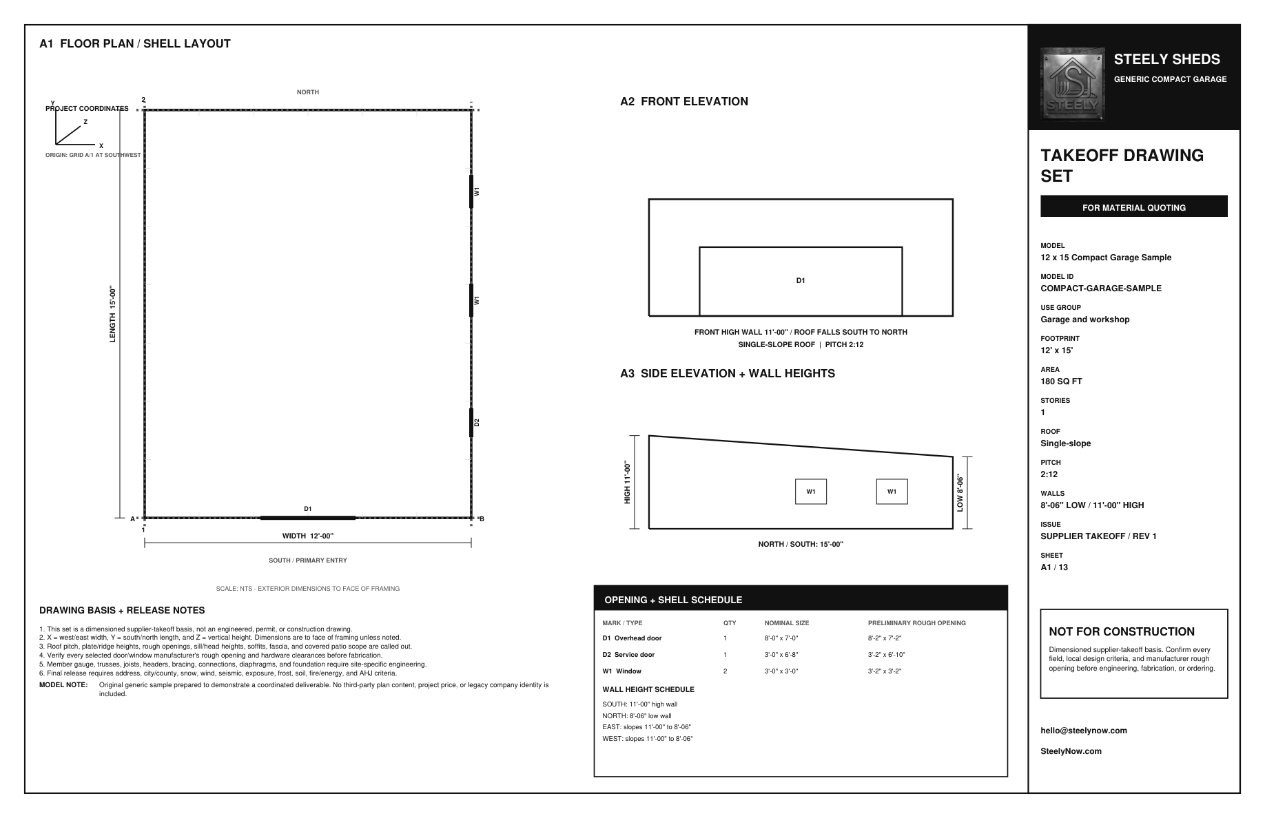 Compact 12 by 15 full blueprint set example